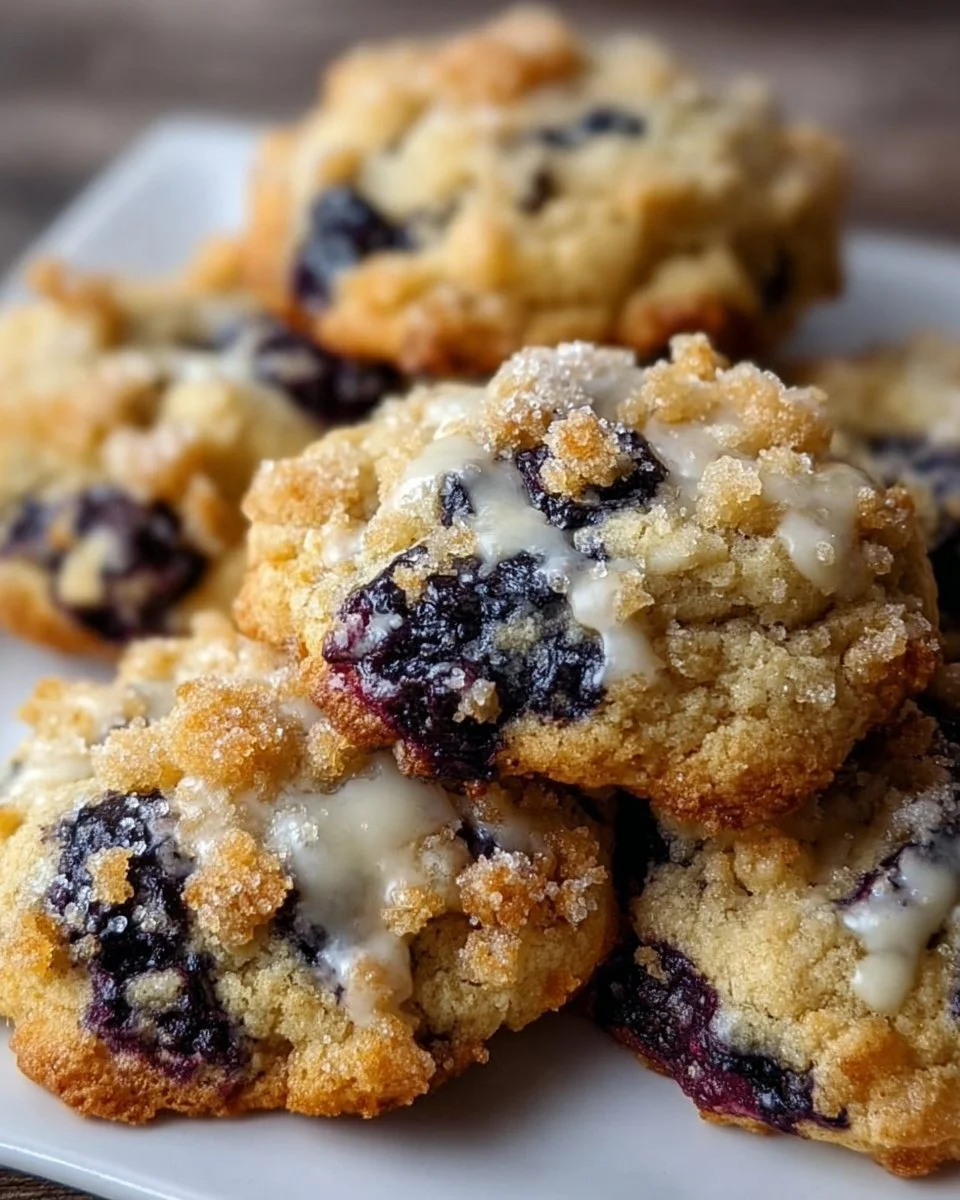 Blueberry Muffin Cookies with Streusel Topping | Blueberry Dessert Recipes, Cookie Recipes, Easy Dessert Recipes