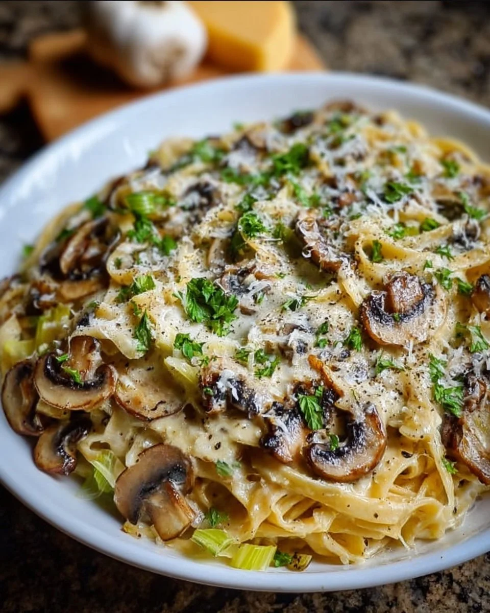 Caramelized Leek and Mushroom Gruyere Pasta