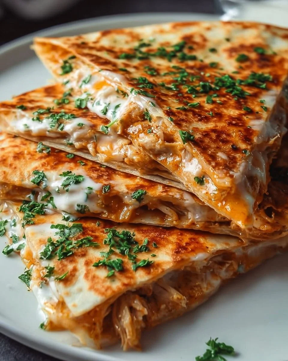 Cheesy Hot Honey Chicken Quesadillas with Spicy Jalapeño Cream Sauce