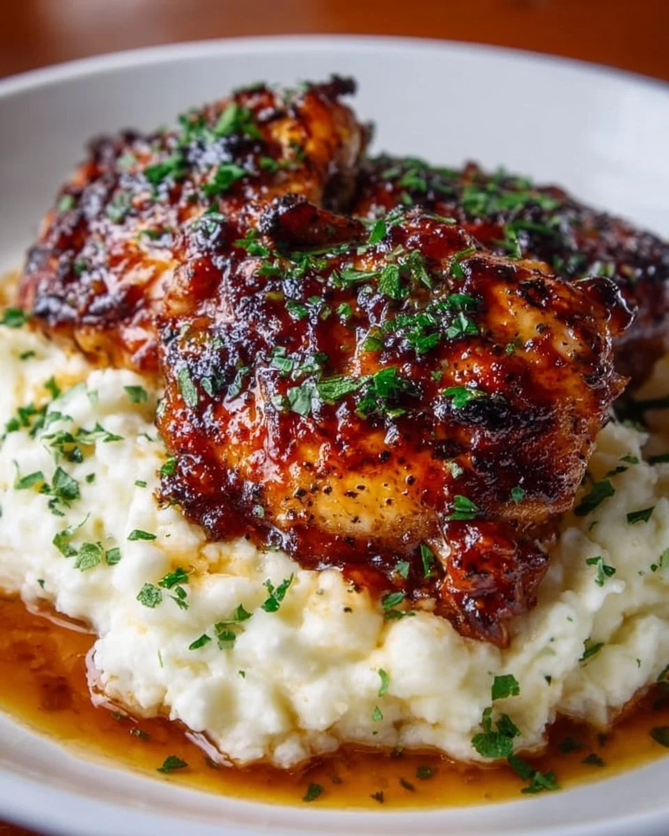 Chipotle Honey Chicken Thighs with Smoked Gouda Mashed Potatoes