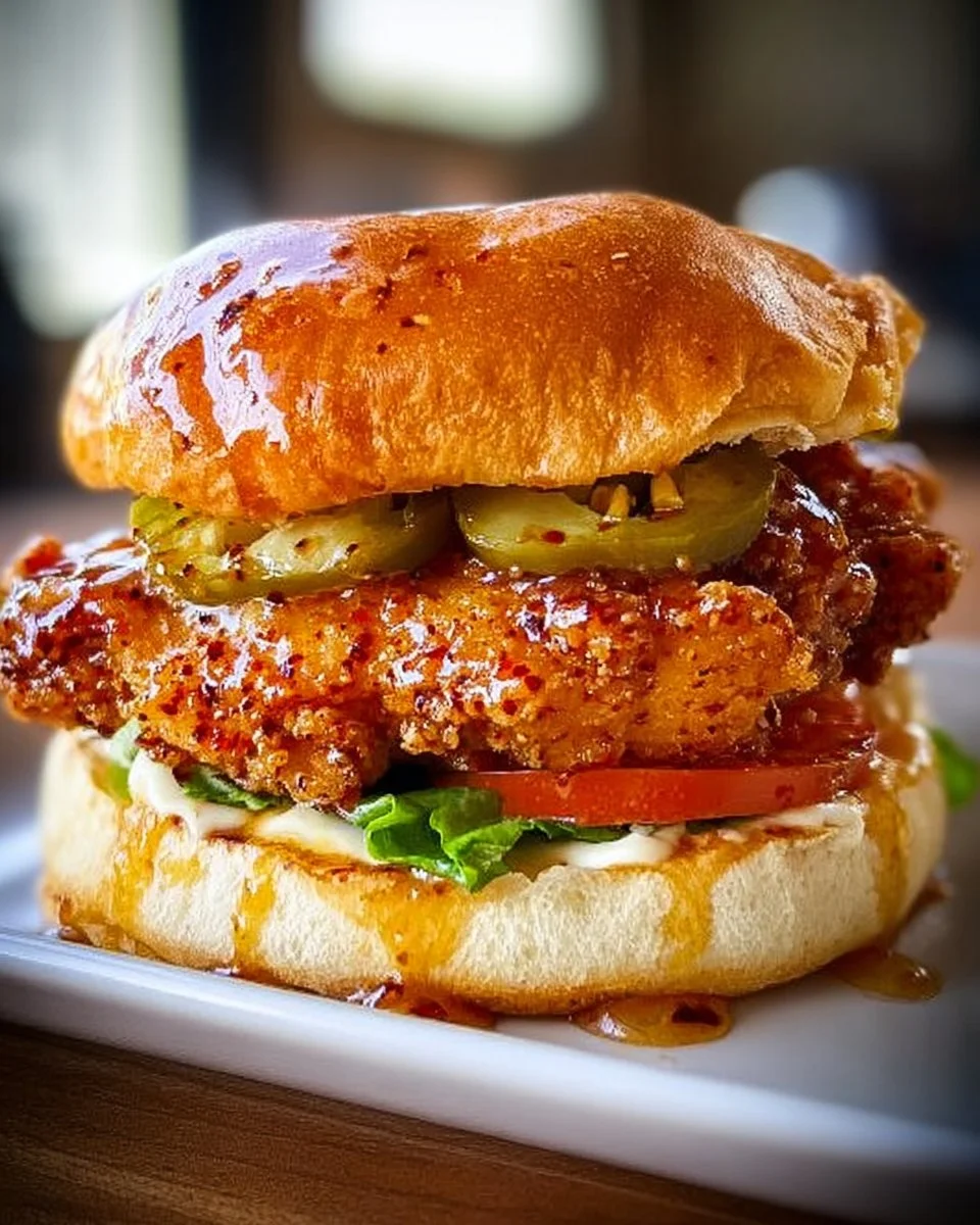 Crispy Fried Chicken Sandwich with Jalapeno Honey Glaze