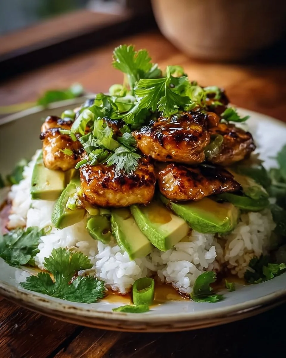 Delicious Honey Lime Chicken & Avocado Rice Stack Recipe