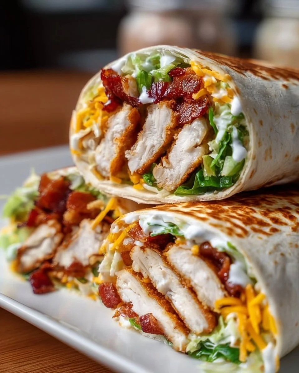 Homemade Crispy Bacon Ranch Chicken Wraps
