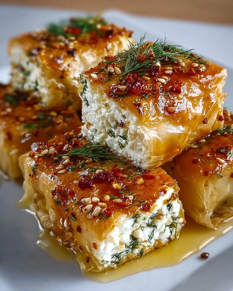 Indulgent Oven Fried Feta Rolls with Chili Honey Magic