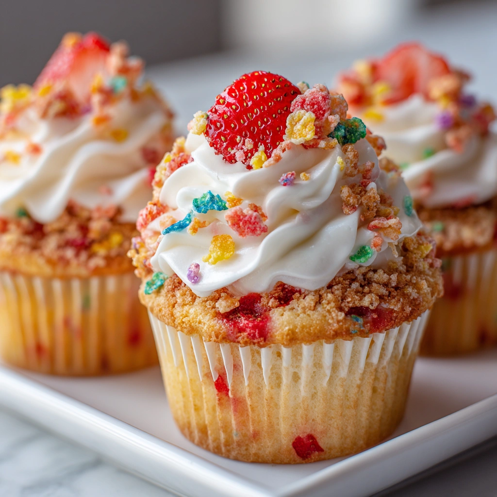 Fruity Pebbles Strawberry Cupcakes: A Sweet Delight!