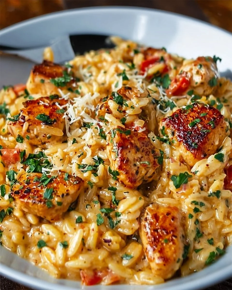 One-Pot Cajun Chicken Alfredo Orzo: Quick & Creamy Delight