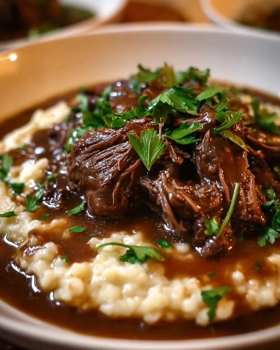 Slow-Braised Pot Roast with Creamy Parmesan Risotto