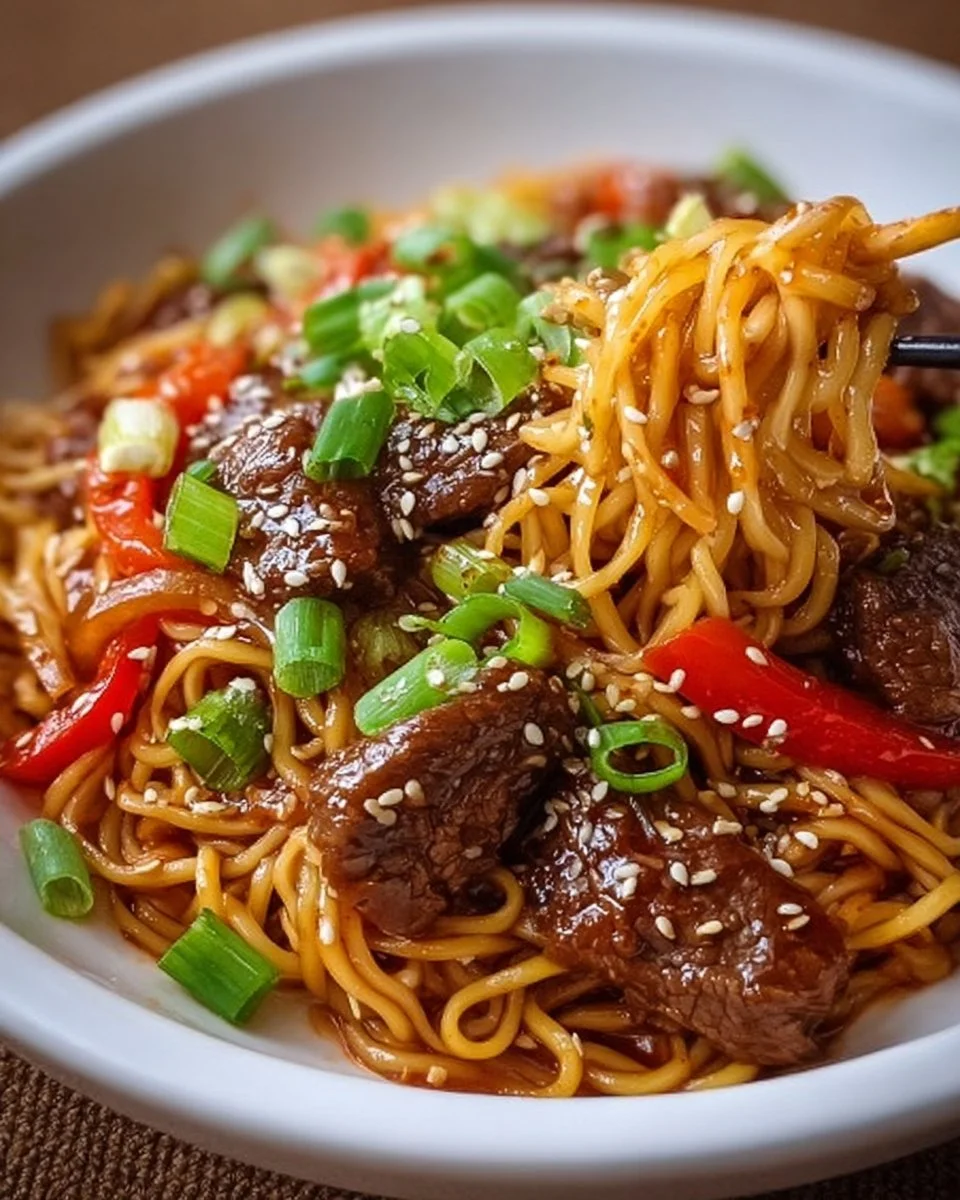 Spicy Korean Gochujang Beef Noodles
