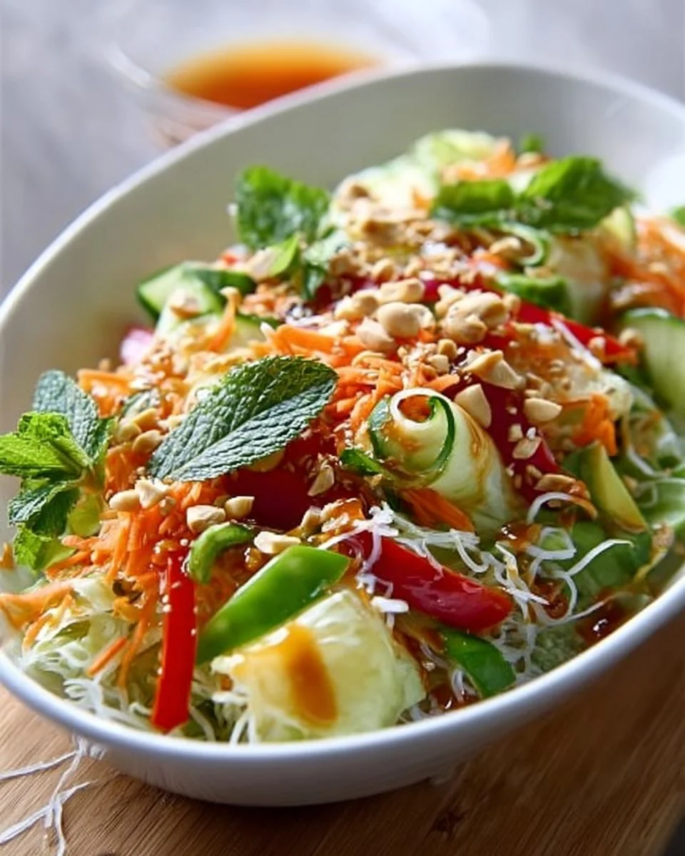 Spring Roll Salad with Spicy Ginger Dressing