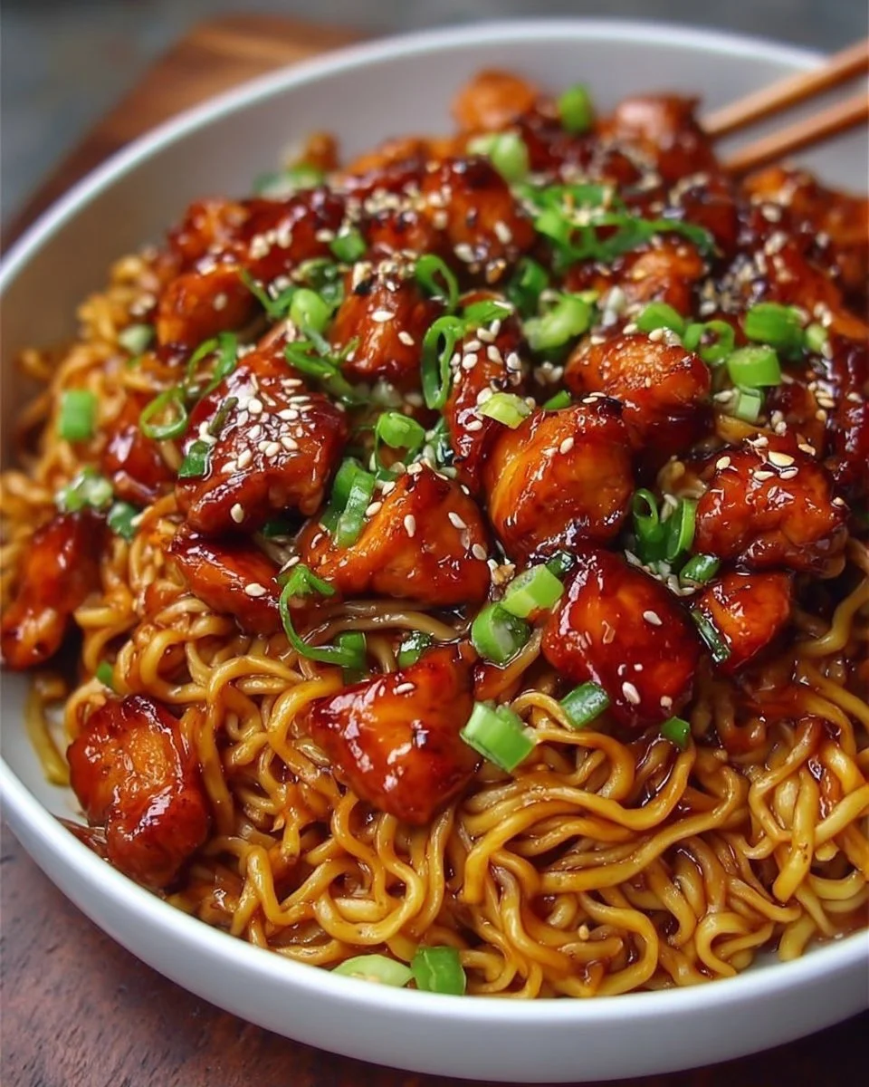 Sticky Garlic Chicken Noodles