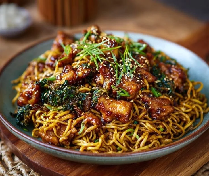 Sticky Garlic Chicken Noodles – Sweet, Savory & So Flavorful