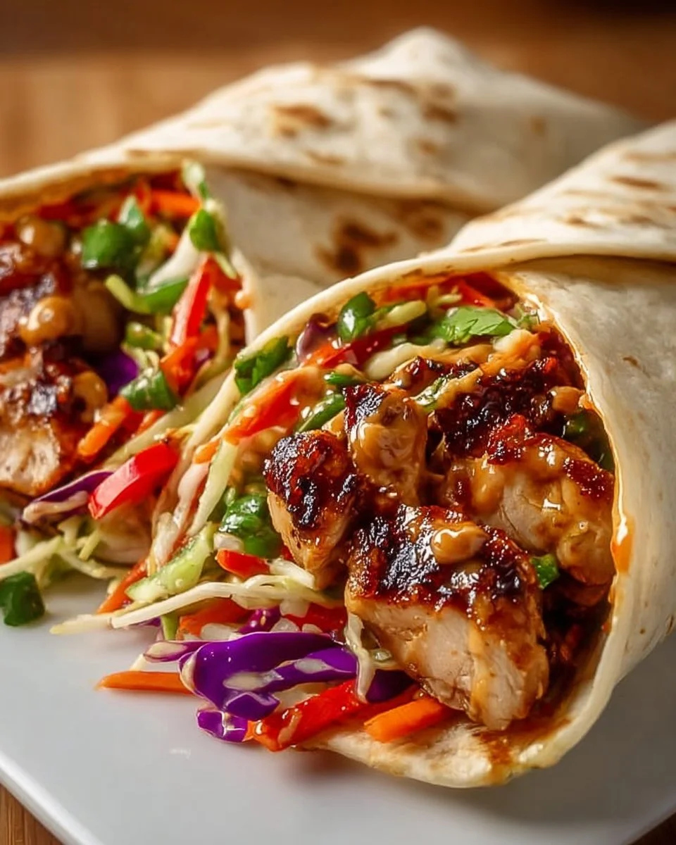 Thai Chicken Wrap with Crunchy Asian Slaw