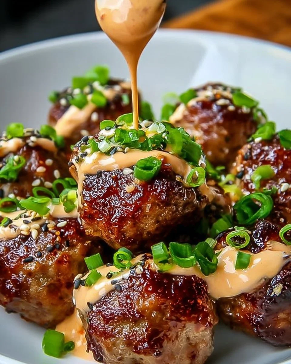 The Best Korean BBQ Meatballs with Spicy Mayo Dip