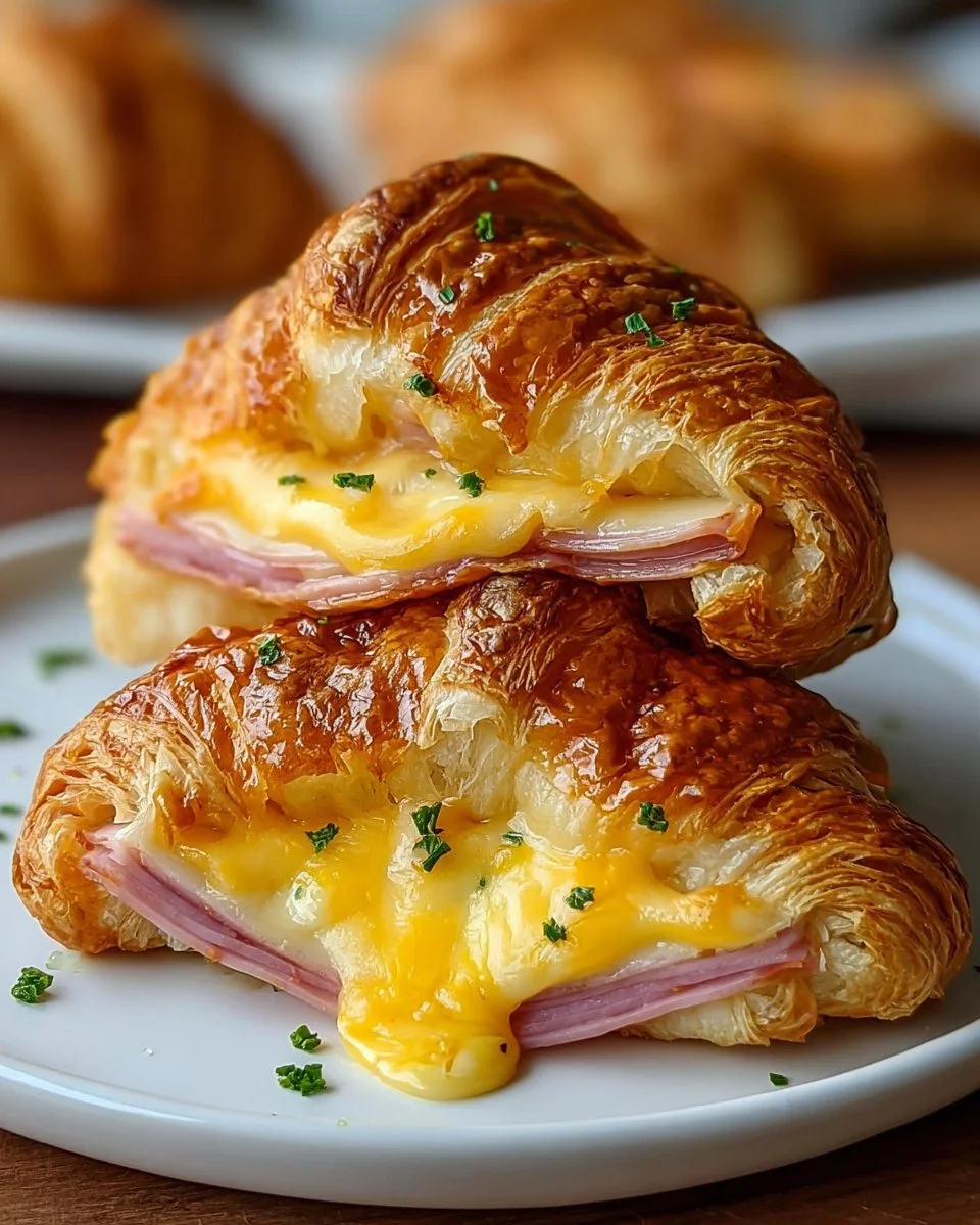 Baked Ham and Cheese Croissants