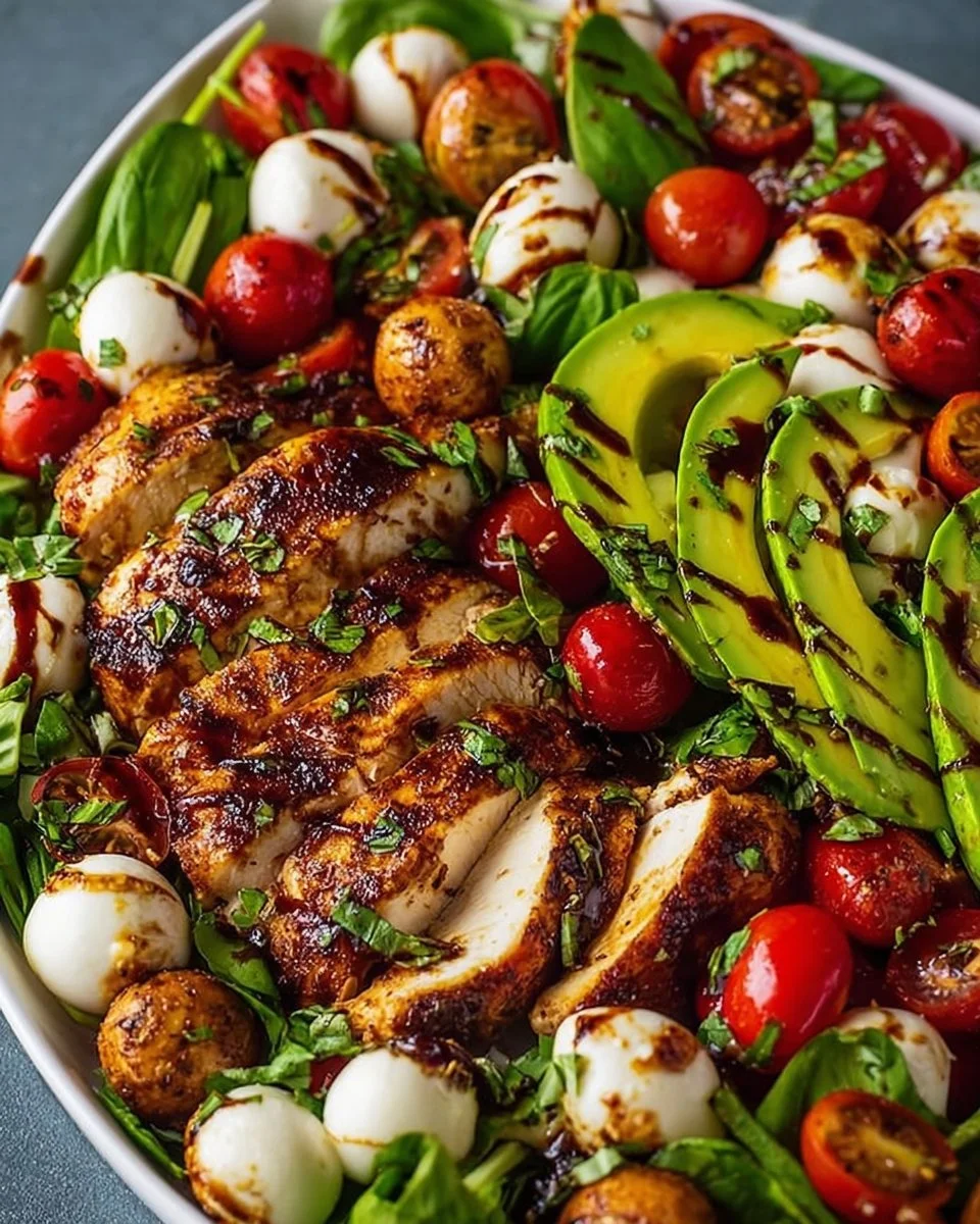 Baked Marinated Chicken Salad with Mozzarella and Balsamic Vinaigrette