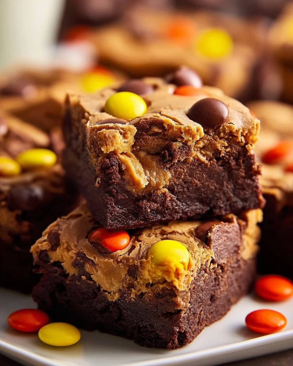 Chewy REESE’S PIECES Peanut Butter Brownies
