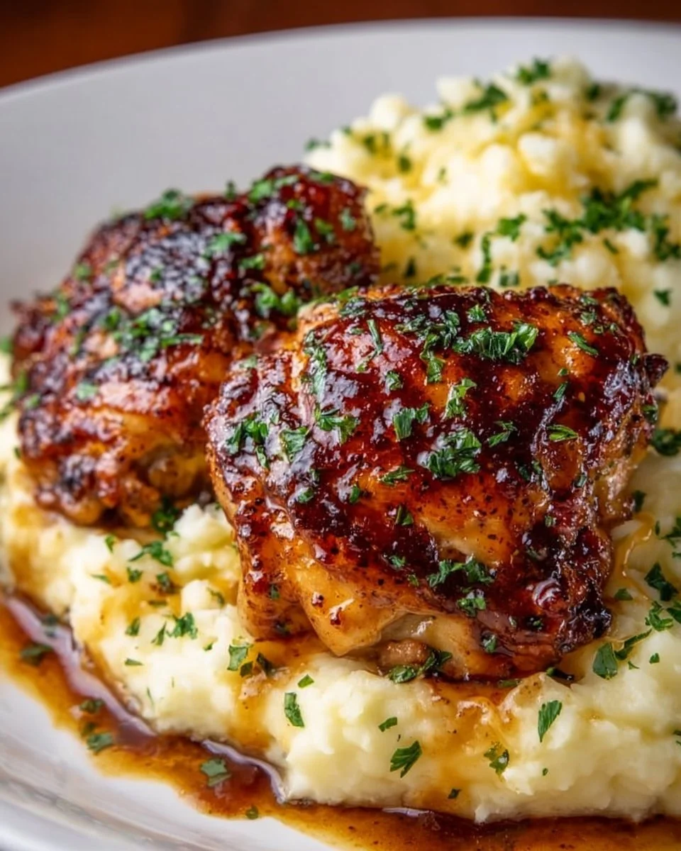 Chipotle Honey Chicken Thighs with Smoked Gouda Mashed Potatoes