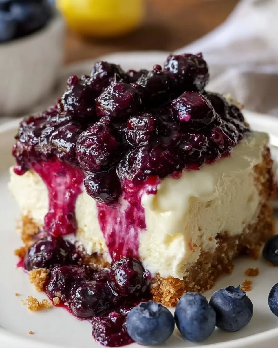 Cream Cheese Lemon Dessert with Blueberry Topping
