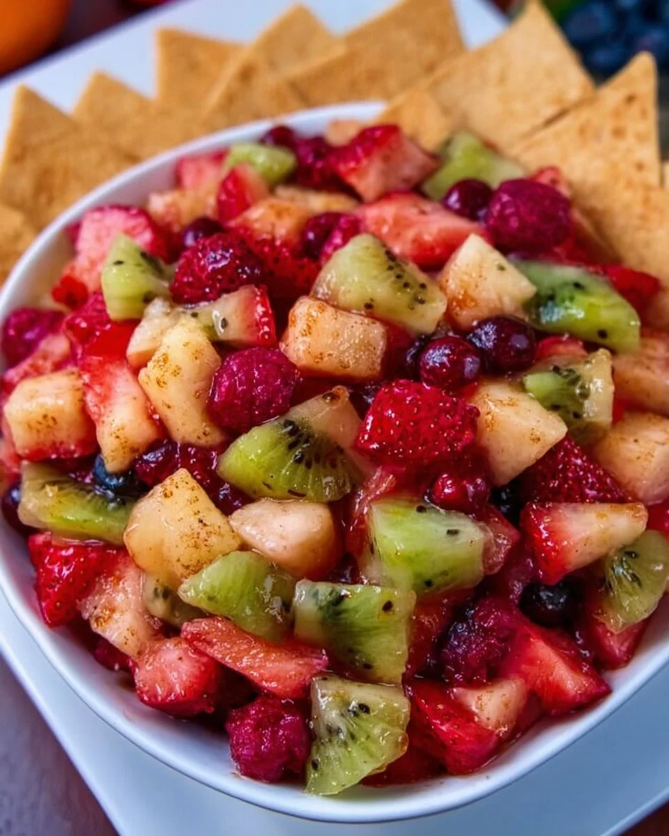 Fruit Salsa with Cinnamon Sugar Tortilla Chips – 4 Sons ‘R’ Us