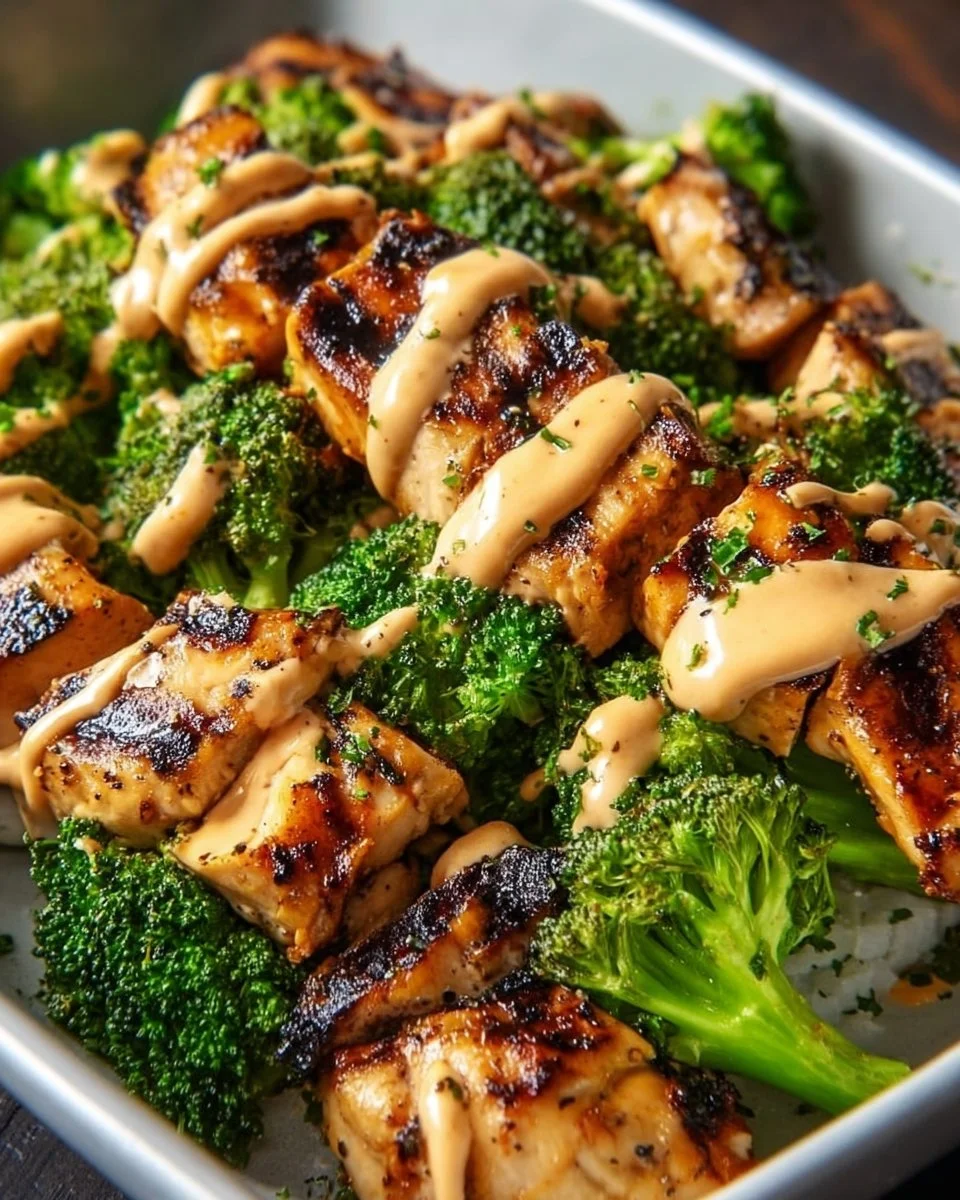 Grilled Chicken & Broccoli Bowls With Creamy Garlic Sauce Delight Your Taste Buds!
