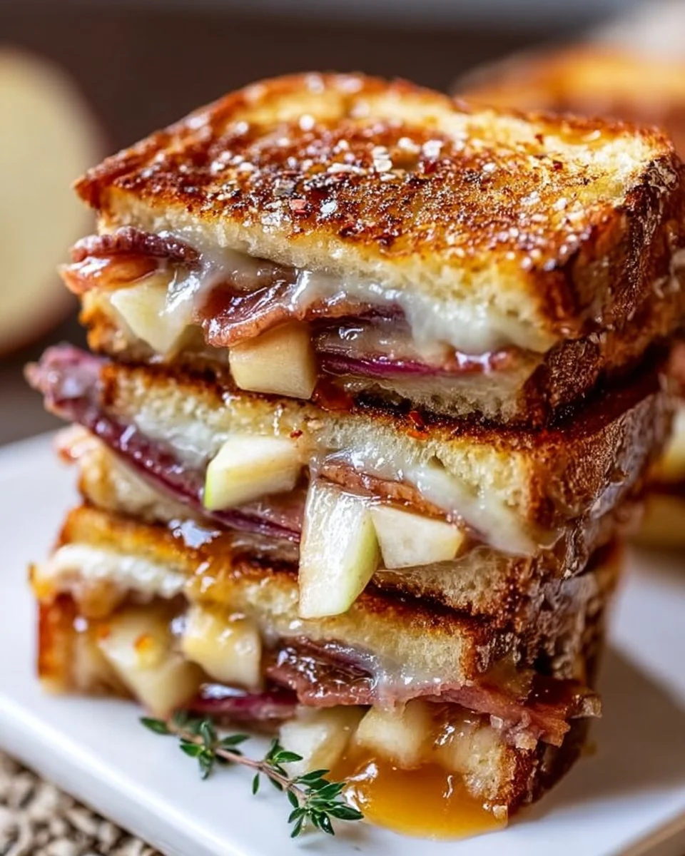 Hot Honey Apple Cheddar Beef Bacon Grilled Cheese