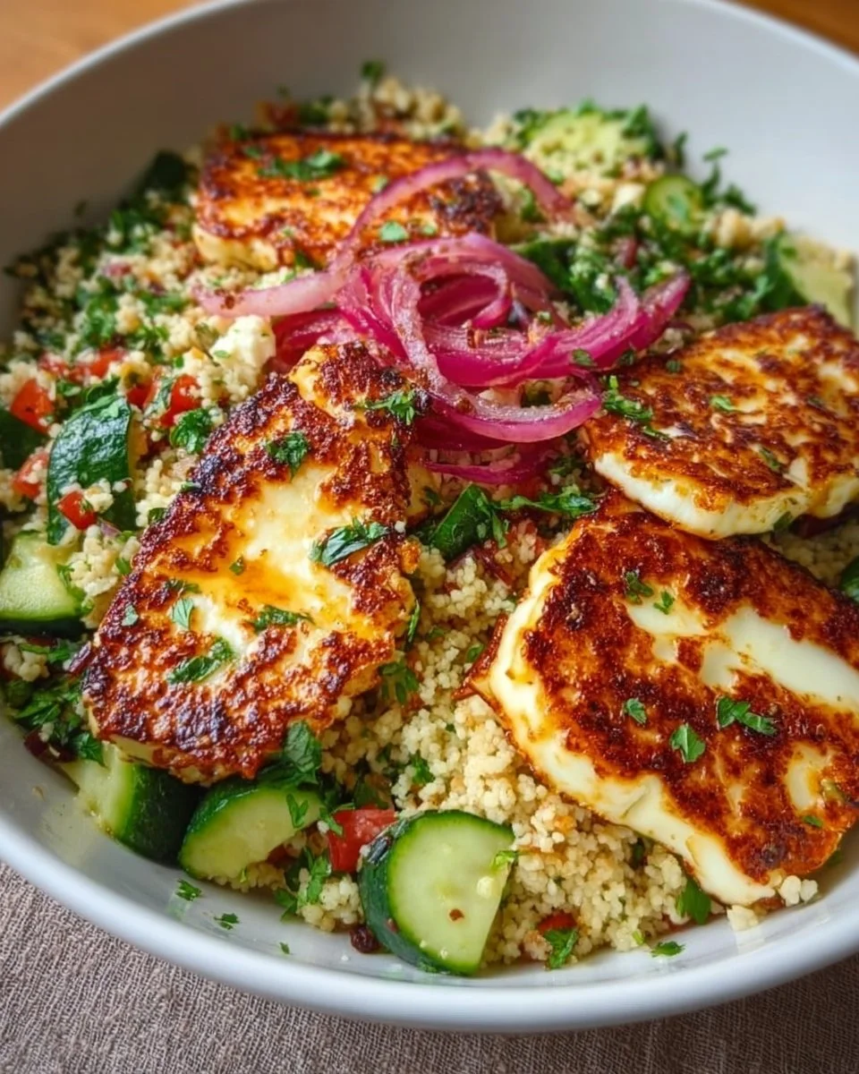 Hot Honey Halloumi and Couscous Salad