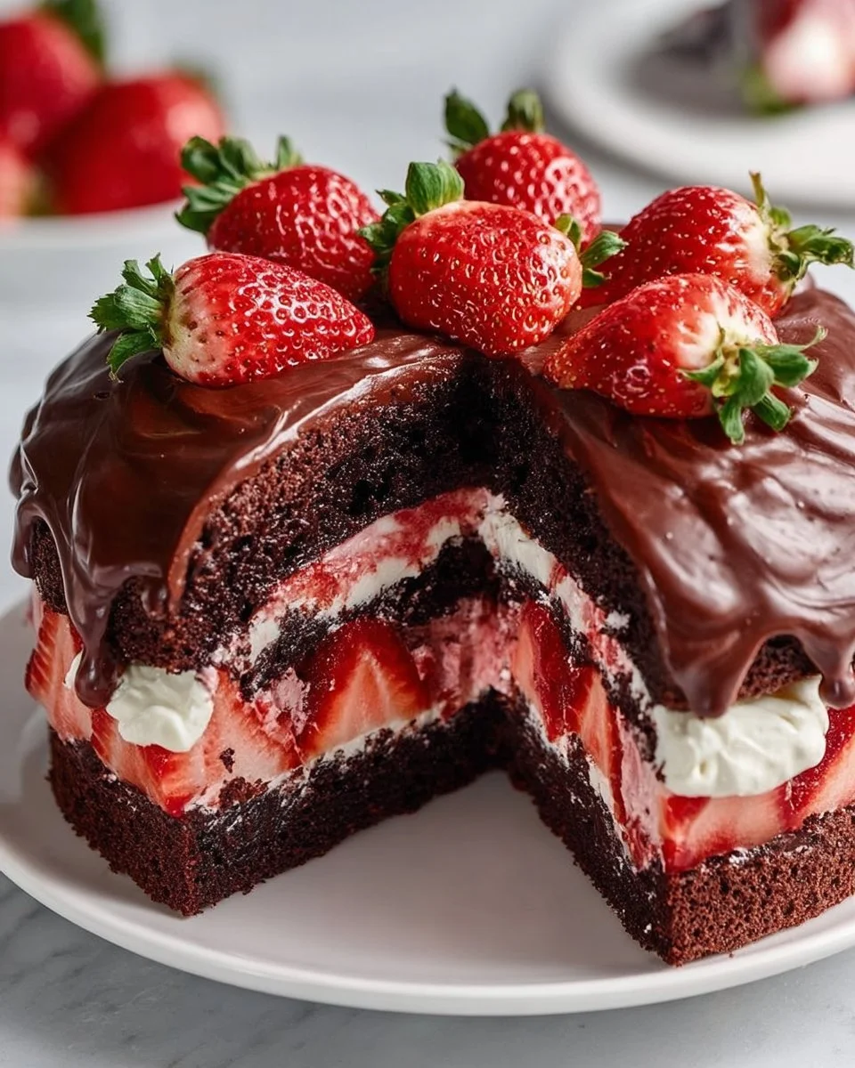 Indulgent Strawberry Chocolate Shell Cake That Wows Every Time