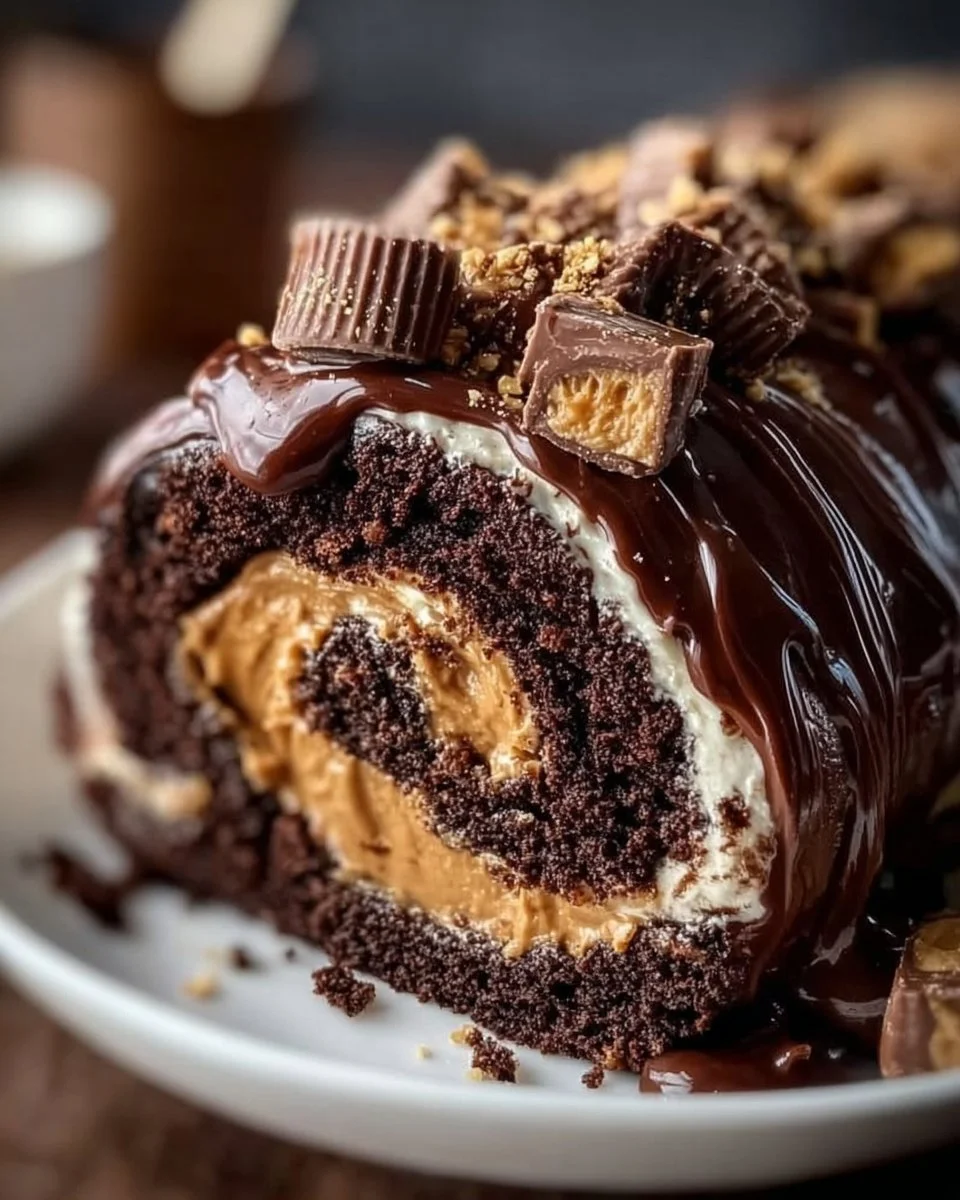 Irresistible Peanut Butter Cup Chocolate Roll
