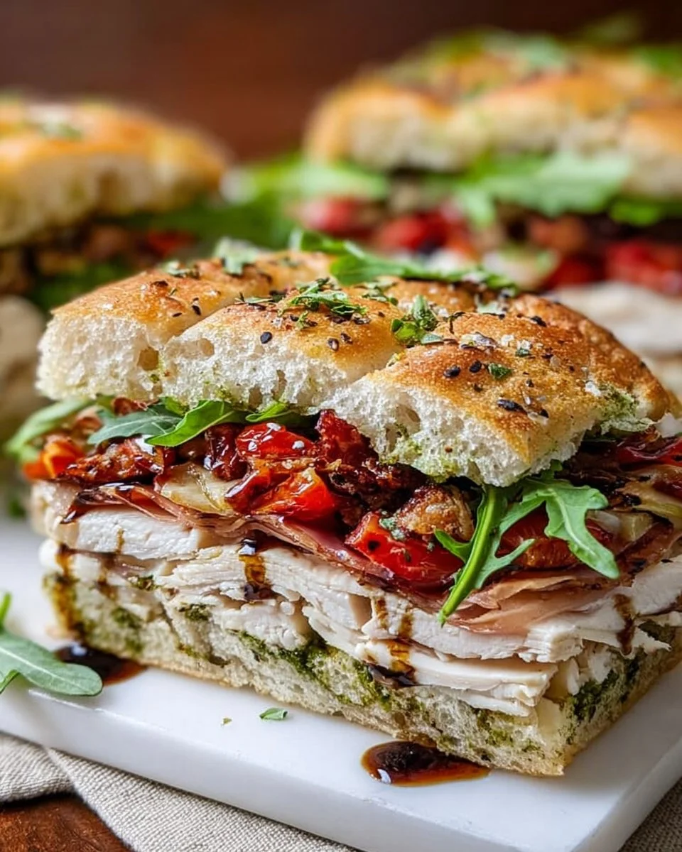 Italian Turkey Focaccia Sandwiches