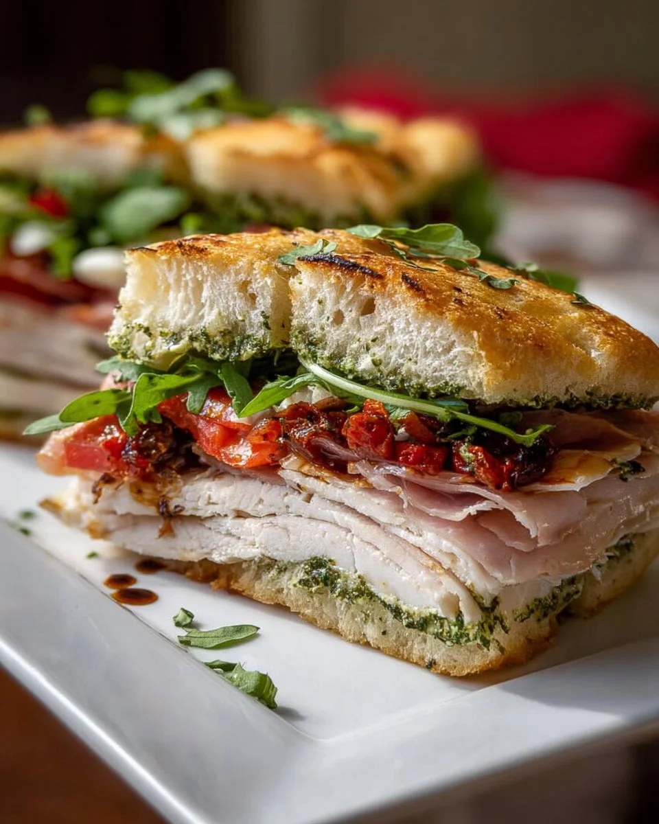 Italian Turkey Focaccia Sandwiches