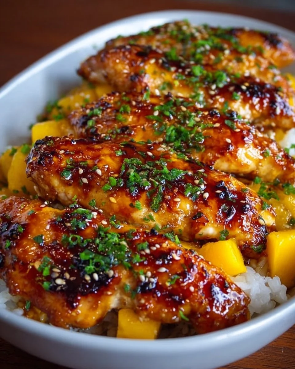 Sweet & Savory Asian Mango Glazed Chicken Twists