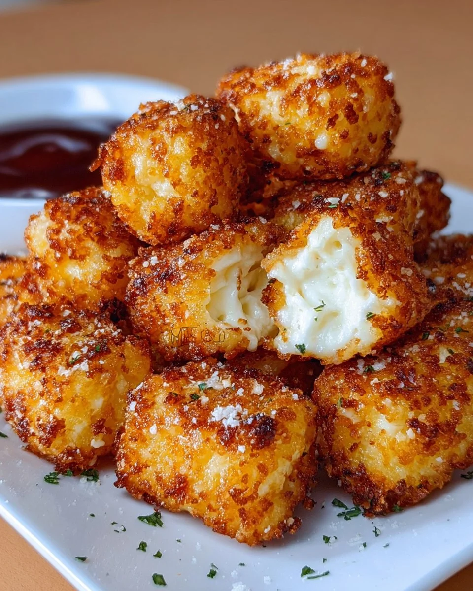 Crispy two ingredient cottage cheese tots ready to serve