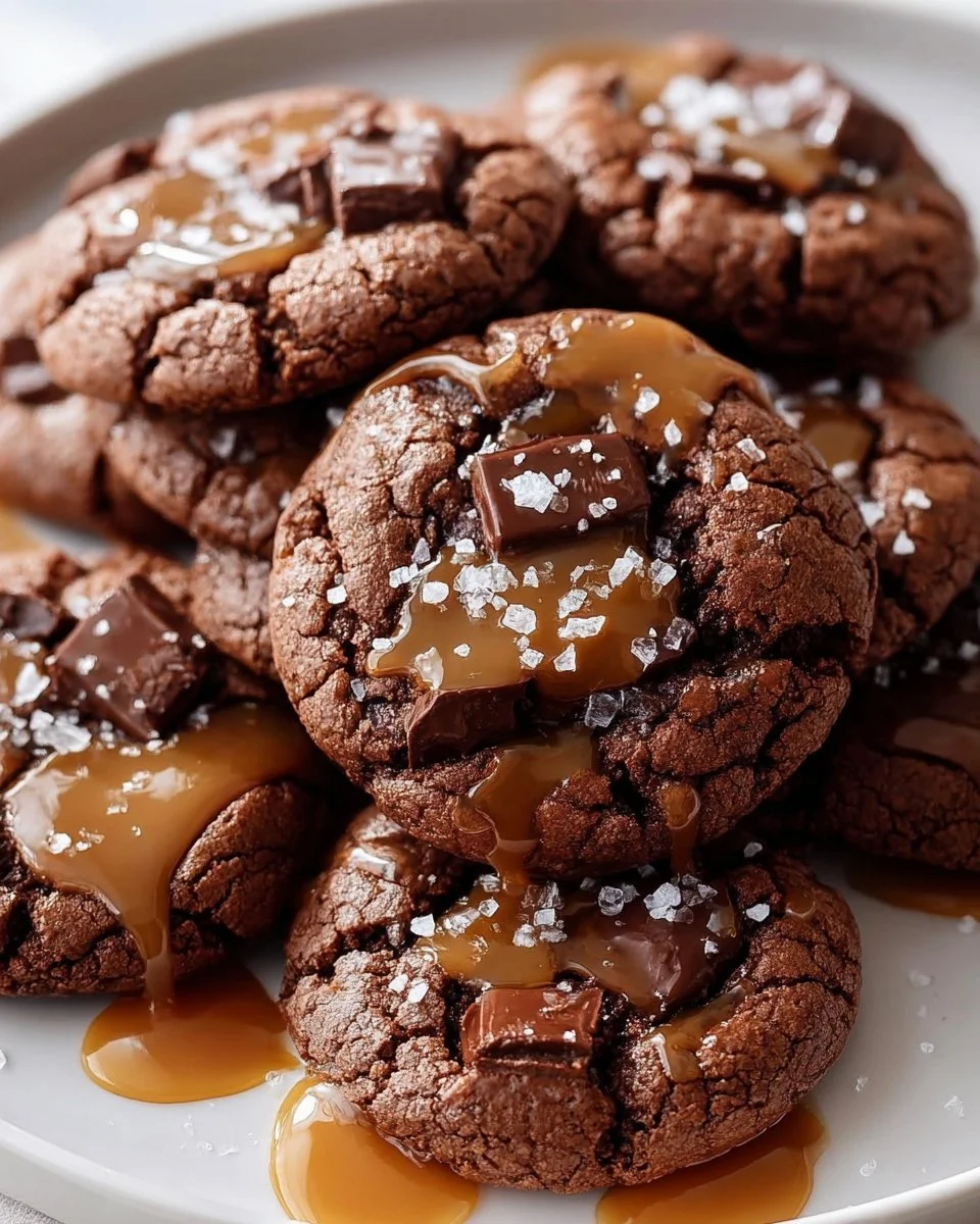 Double Chocolate Salted Caramel Cookies