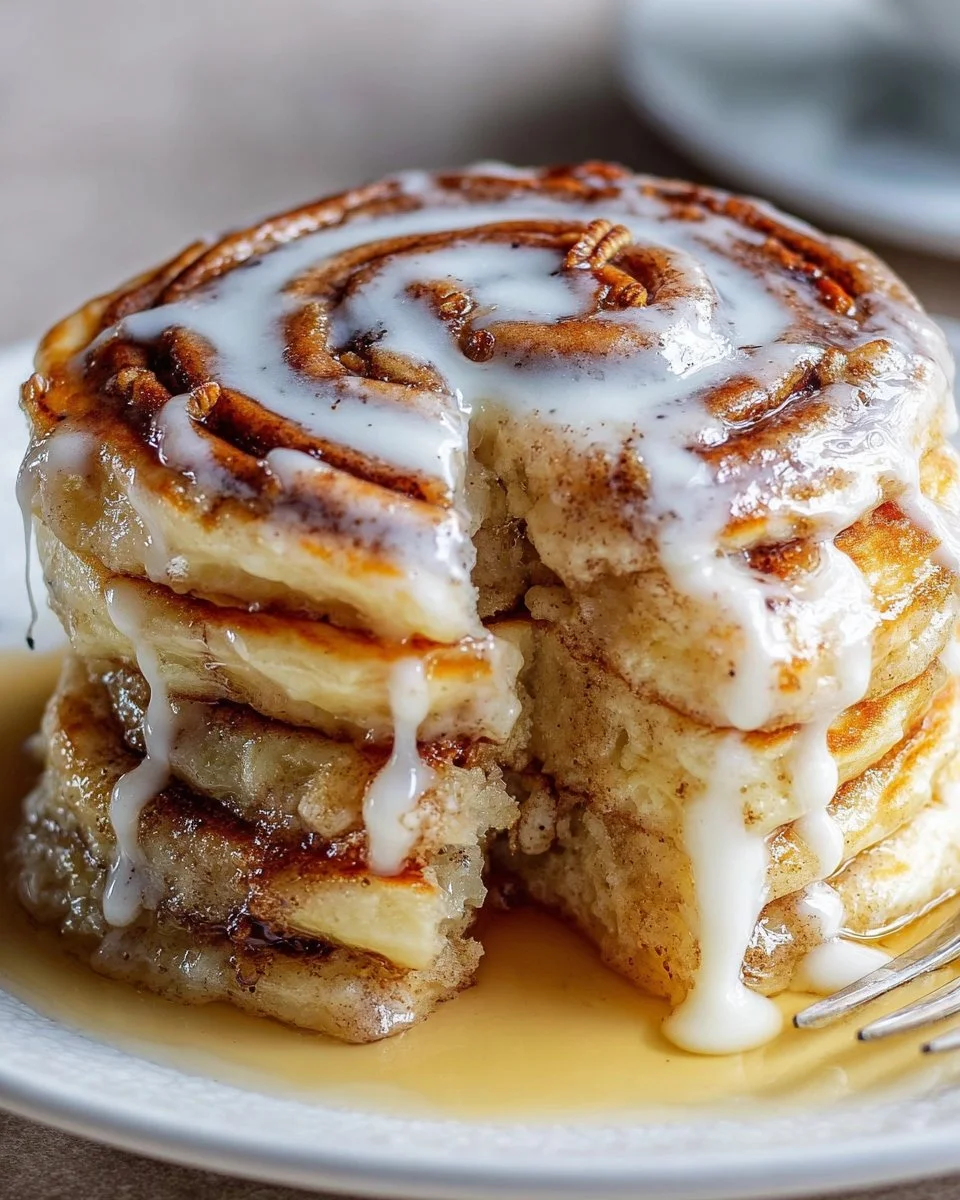 Fluffy Cinnamon Roll Pancakes