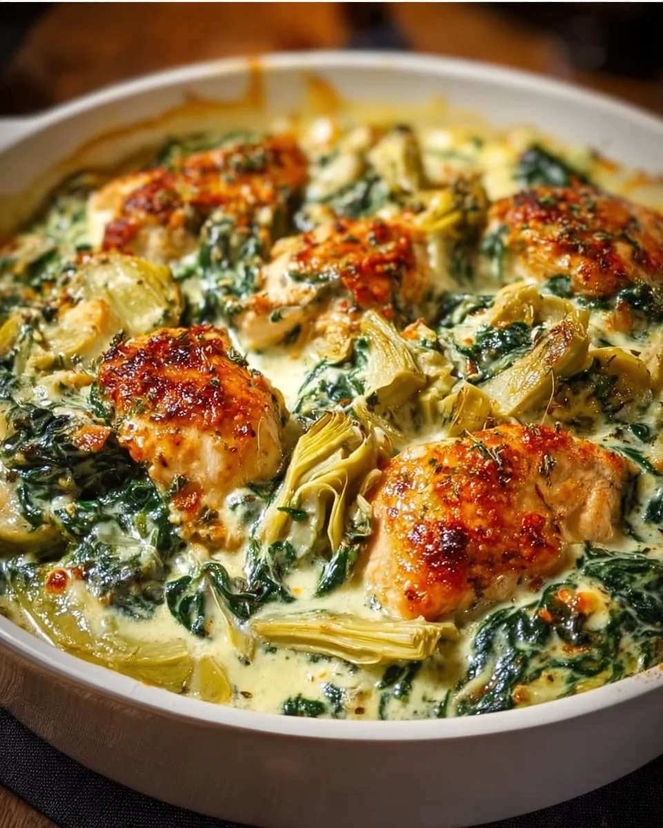 High-Protein Spinach and Artichoke Chicken Casserole