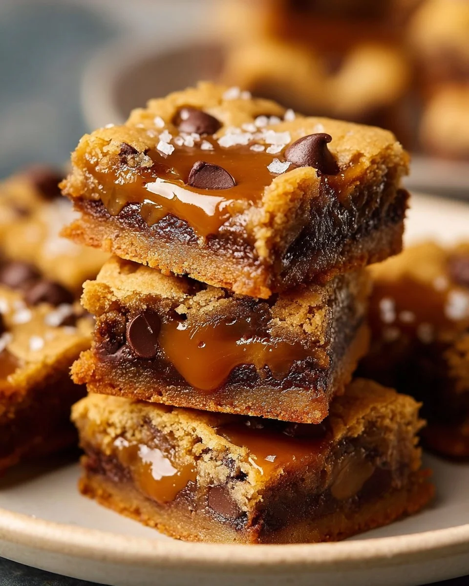 Salted Caramel Chocolate Chip Cookie Bars