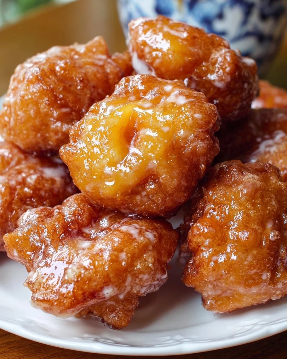 Easy Glazed Peach Fritters