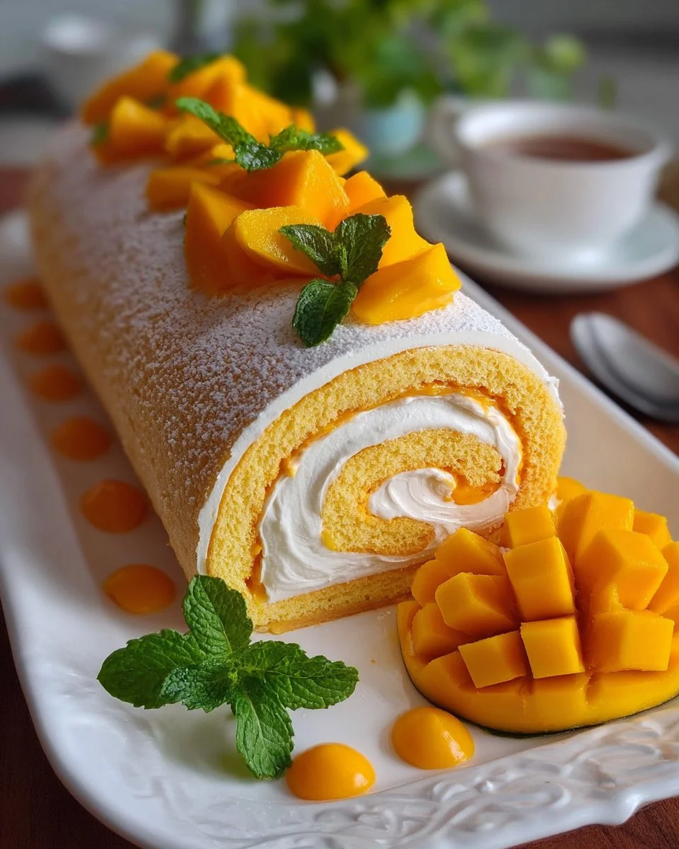 Easy Mango Swiss Roll Cake