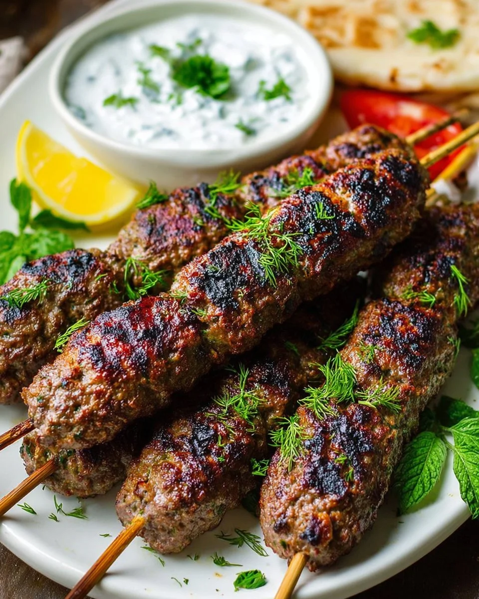 Grilled Lamb Kebabs with Yogurt Dipping Sauce