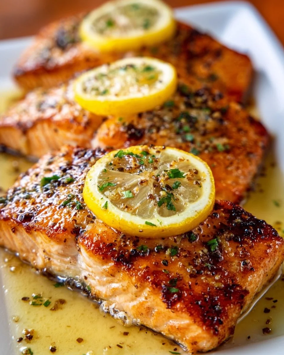 Grilled Salmon with Honey Lemon Butter Sauce