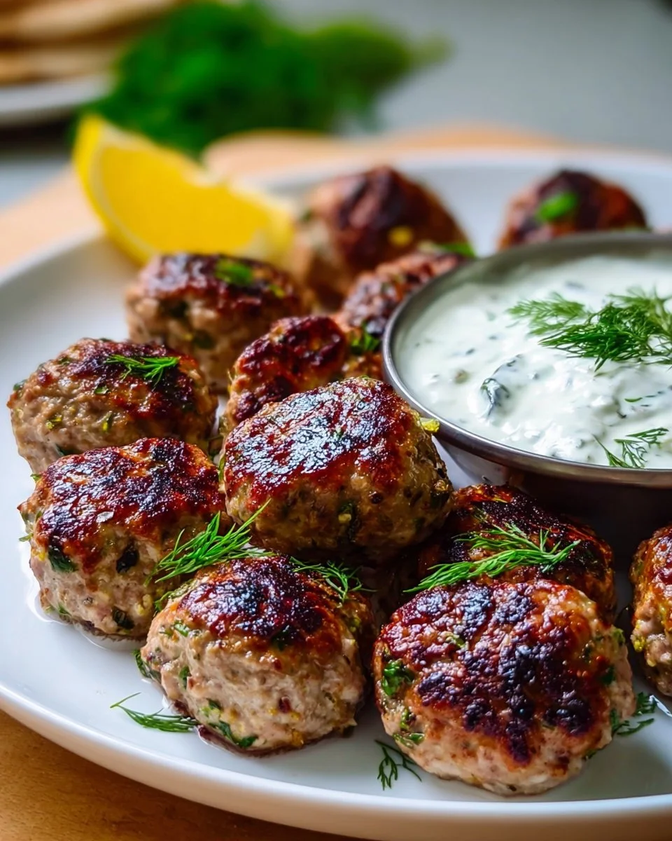 Grilled Turkey Meatballs with Yogurt Sauce