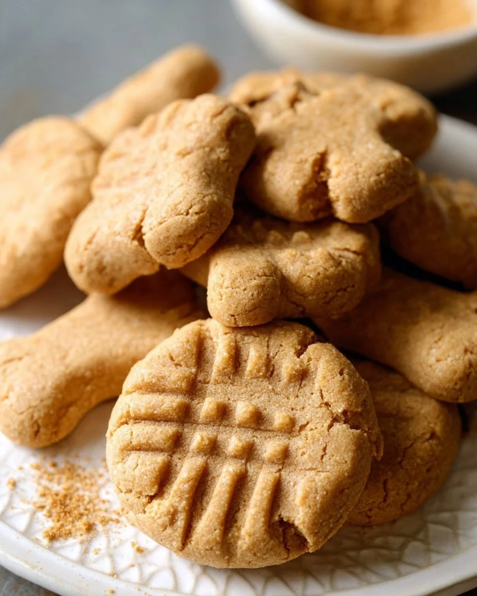 Homemade peanut butter dog treats ready to serve to pets