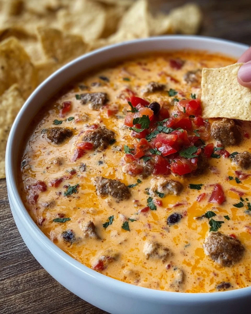 Bowl of Loaded Cowboy Queso topped with jalapeños and cilantro.