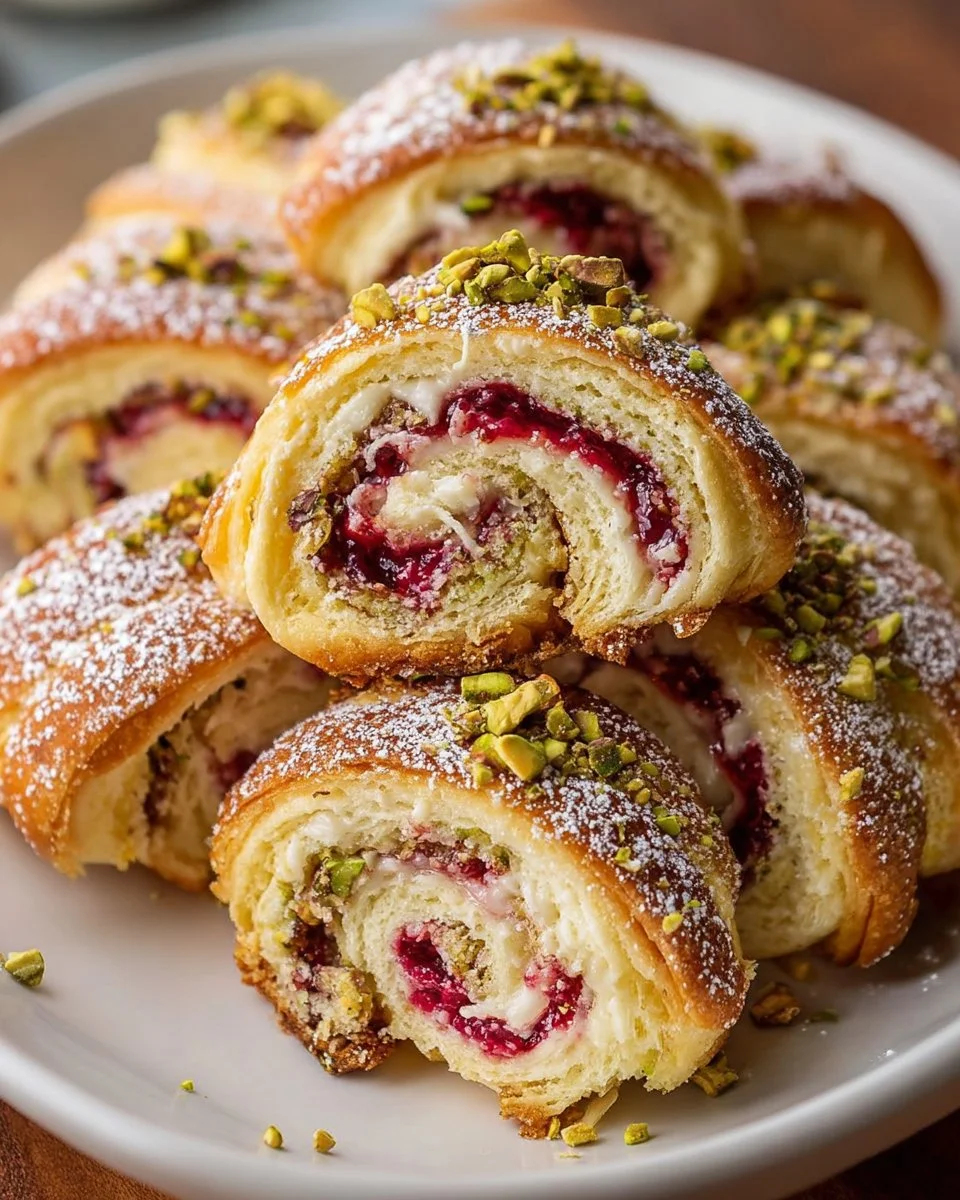Pistachio Raspberry Rugelach Cookies
