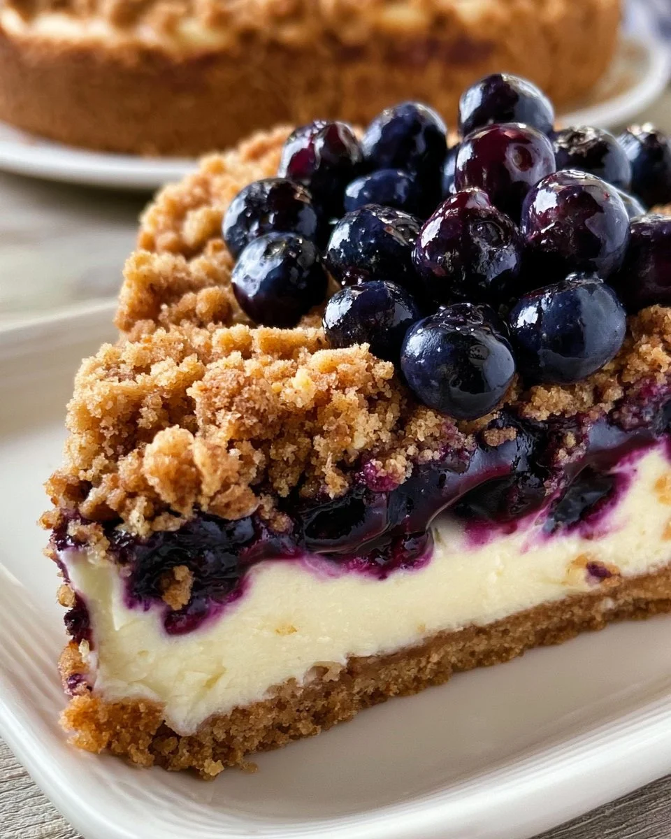 Blueberry Cheesecake with Crumble Cookie Crust