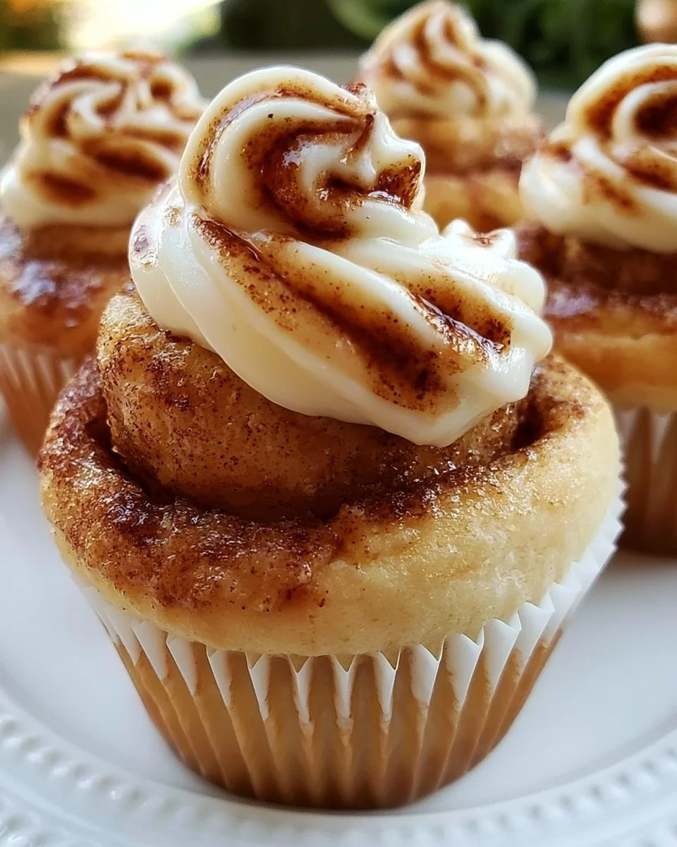 Golden Swirl Cinnamon Roll Cupcakes